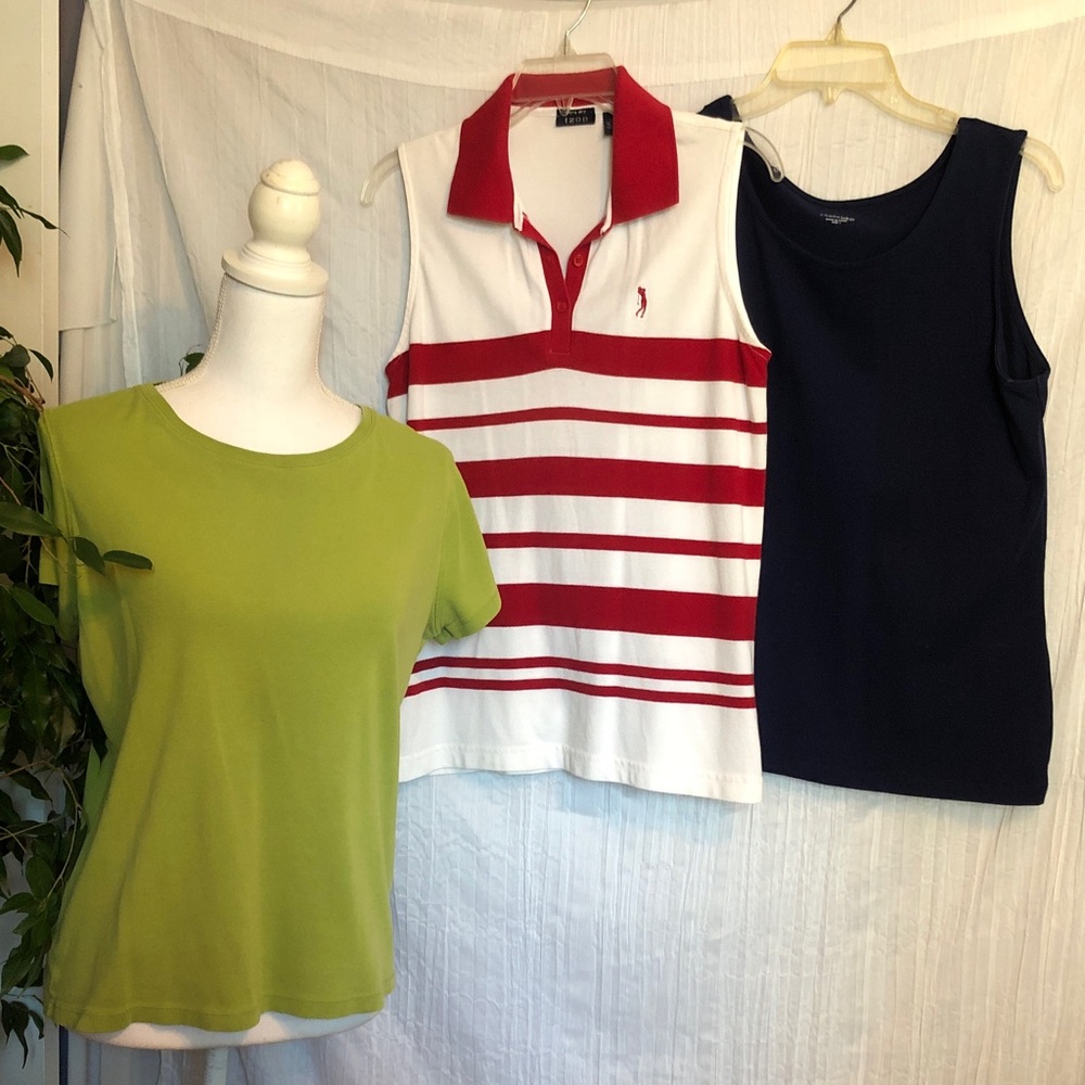 IZOD ST JOHNS BAY & CHADWICKS size L casual tops golf shirt t shirt & tank top